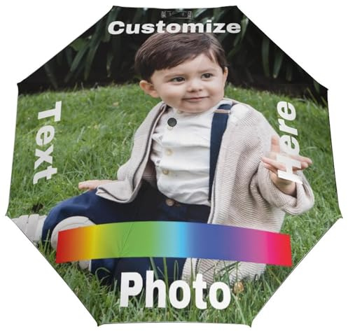 LJYTMZ Personalisierter Regenschirm, Design Personalisiert Foto Regenschirm, Sonne/Regen Faltbarer Regenschirm, Design oder Foto, für Familie, geburtstage, Valentinstag, Geschenk, Unisex