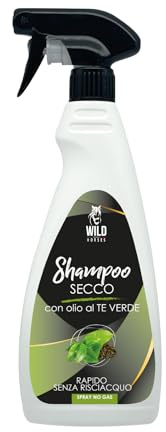 WILD HORSES - Shampoo Secco per Cavalli con Neem e Tea Tree, Spray per Rapida Pulizia e Rimozione Polvere, Attivo contro Macchie su Pelo Bianco 500ml