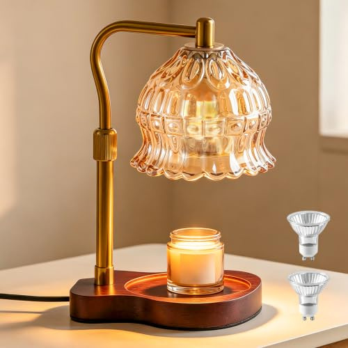 Liomus Flower Candle Warmer Lamp with Timer & Dimmer, Adjustable Height Candle Warmer, Mothers Day Birthday Gifts for Women Mom, House Warming New Home Decor, Wax Warmer with 2 Bulbs for Jar Candles