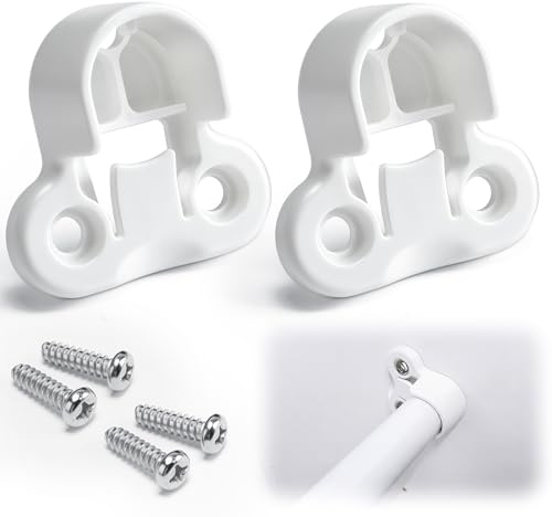 2 Clothes Rail Holder Compatible with IKEA PAX Komplement 130527, White | 2 Pack Reinforced Wardrobe Rail Brackets Replacement, Clothes Rod Support Brackets with Screws for Wardrobe System