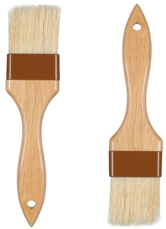 Backpinsel Naturborsten, 2-teiliges Küchenpinsel-Set aus Buchenholz, Grill- und Küchenpinsel für Marinaden, Saucen, Öl und Butter, spülmaschinengeeignet
