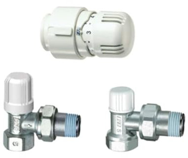 Kit válvula + detentor de equipo + cabeza termostática casquillo hierro 3/8