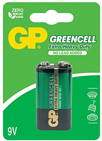 GP Greencell Heavy Duty Zinc Chloride 9V Square PP3/6LR61 Battery