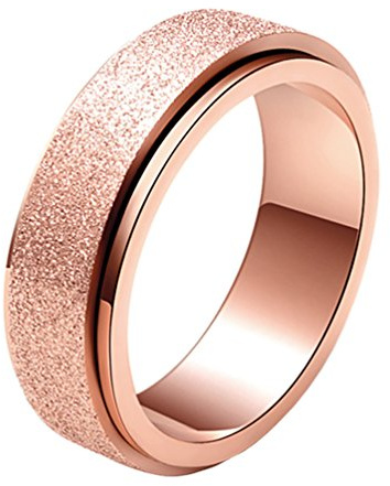 PAMTIER Dam rostfritt stål spinner ring sandblästrad finish roséguld regnbåge bröllop band 6mm e rostfritt stål, J 1/2, colore: Rosa guld, cod. 5YI116-A2