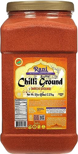 Rani Chilli Powder (Mirchi) Ground Indian Spice 80oz (5lbs) 2.27kg Bulk PET Jar ~ All Natural | Salt-Free | Vegan | No Colors | Gluten Friendly | NON-GMO | Kosher | Indian Origin