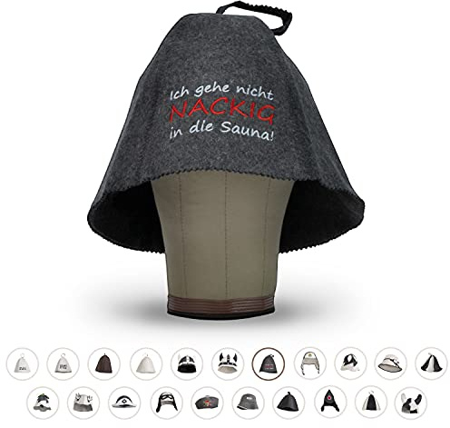 LoWell® Chapeau de sauna en feutre pour homme et femme avec guide de sauna - Accessoire de sauna idéal pour une expérience de bien-être unique - Je ne m'emmène pas dans le sauna