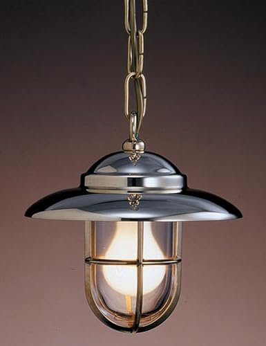 Licht-Erlebnisse Messing Hängelampe Glas antikes Design Ø22cm maritime Lampe Pendelleuchte Esstisch Esszimmer Küche