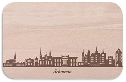 GRAVURZEILE Frühstücksbrettchen Schwerin mit Skyline Gravur - Brotzeitbrett & Geschenk für Schwerin Stadtverliebte & Fans - ideal auch als Souvenir