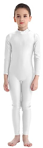 Freebily Kinder Mädchen Gymnastikanzug Turnanzug Mit Bein Langarm Basic Ganzanzug Ballett Tanz Leotard Sportbody