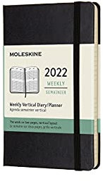 Moleskine Agenda Settimanale 2022, Agenda Settimanale 12 Mesi con Layout Verticale, Weekly Vertical Planner, Copertina Rigida, Formato Pocket 9 x 14 cm, Colore Nero, 144 Pagine