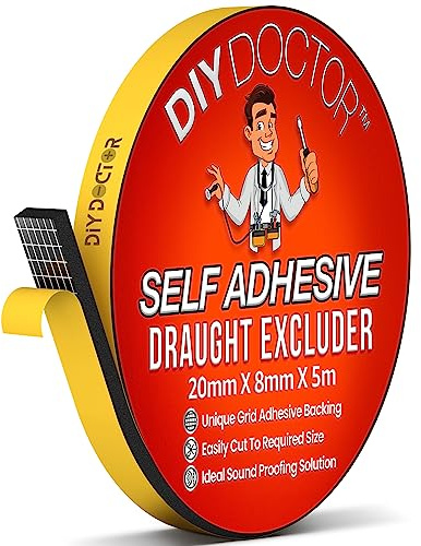 DIY Doctor Dichtungsband Selbstklebend - Ideal als Türdichtung - Dichtband - Türdichtung Selbstklebend - Isolierband für Türen und Fenster - Dichtung - 5metres(L) x 20mm(W) x 8mm(D)
