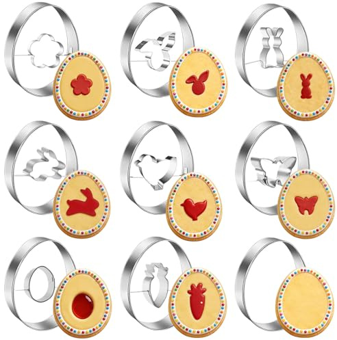 Ausstechformen Ostern,9 Stück Ostern Ausstechförmchen Set,AusstecherOstern,Osterausstecher,OsternPlätzchen Ausstecher Osterhasen Ausstechform Oster Hasenausstecher Kekse Backen Ei
