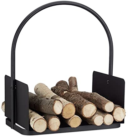 Panier à Bois de Chauffage, Petit Support à Bois de Chauffage intérieur/extérieur, Support de Support à Bois de Chauffage en métal Portable, Support à Bois pour cheminée/Jardin/Barbecue/étagère (16x