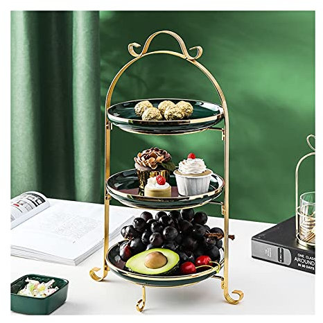 Kuchenständer ServierStänder Schmiedeeisen Keramikkuchenständer mit Griff Dekoration Kuchen Display Stand Dessert Tisch for Hochzeiten, Geburtstagsfeiern, Teepartys Tortenständer ( Color : Groen )