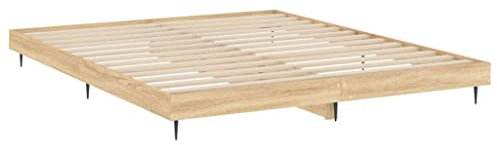 Tidyard Letto in legno futon, struttura per letto in pallet, camera da letto, camera da letto, letto matrimoniale, letto per ragazzi, 140 x 200 cm (larghezza x lunghezza), materiale di legno, metallo