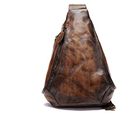 Segater Genuine Leather Sling Bag for Women Men Vintage Handmade Chest Backpack Casual Crossbody Daypack Shoulder Satchel