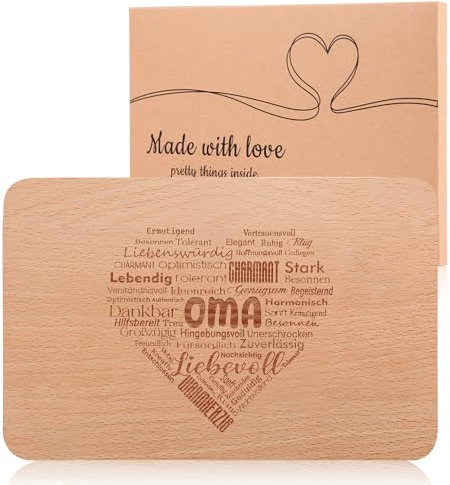 Geschenkidee für Oma mit Gravur - Frühstücksbrettchen holz als Weihnachtsgeschenke - Komplimente der Liebe