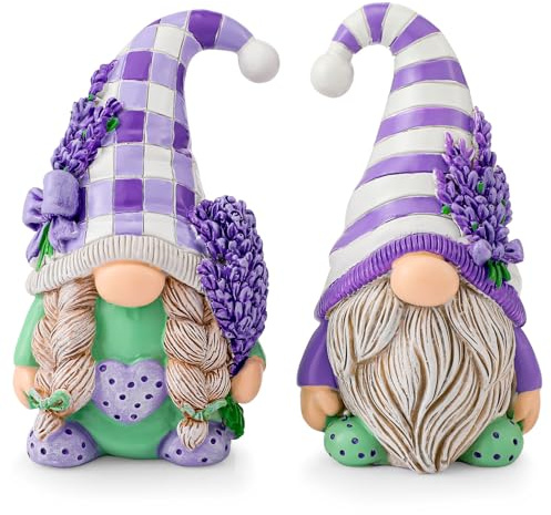 Shappy 2 Pcs Gnomes Decorations for Home Gnomes Figurine Gifts Spring Summer Table Ornaments Decorations Gifts for Home(Lavender Style)
