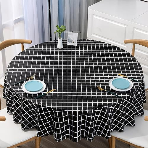 XQSSB Tischdecke Wasserabweisend Tischwäsche Anti Hot Durable Farbe und Größe Wählbar Hochwertig Gefertigtes Tischtuch Black 160cm Round Diameter