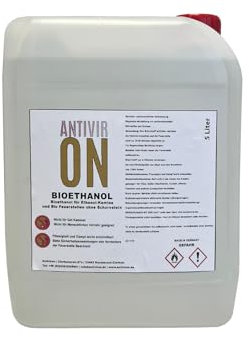 Bioethanol 5L 96.6% Kaminethanol hochrein vollvergällt Alkohol Kamin Premium Ethanol Antiviron