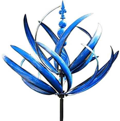 susans Metall Windrad Lotus Windspiel Windmühle Für Den Garten, Windmühle Aus Metall Für Garten,Windspinner Aus Metall, 360 Grad Drehbare, UV-beständig Und Wetterfest, Für Garten Als Dekoration