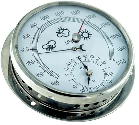 Precision Barometer Porthole Mount Nautical Tide Clock | Weather Clock Station