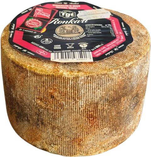 Queso Curado Puro de Oveja Ronkari D.O. - Exquisita Delicadeza de Leche Cruda - Formato de Kilo - Queso con una Maduración Tradicional y Sabor Auténtico - Queso Curado