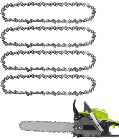 4 Stück Kettensägenkette 35cm / 14, 52 Treibglieder 3/8 LP-Teilung Ketten Sägeketten Satz für Craftsman Echo Poulan Ryobi Worx 14-Zoll-Kettensägen, Stahlkettensägeblatt zum Baumschneiden
