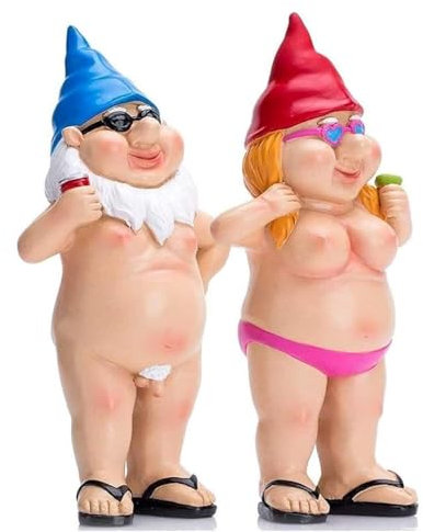 2Pcs Garden Gnomes - Rude and Playful Resin Dwarf Statues for Indoor or Outdoor Lawn Decor, Perfect for Novelty Gifts and Adding Humor to Your Garden