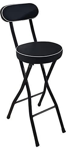 ZJGFCB Tragbarer Klapphocker, Klappstangehocker mit Rückenlehne und Fußstütze, Klappstuhl mit gepolstertem Sitz, 330 lb Kapazität Küchenklapphocker