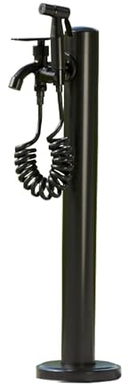 Schwarz Wassersäule Garten Wasserzapfsäule Edelstahl Frostsicherer Außenwasserhahn Wasserzapfstelle Auslaufhahn Wasserentnahmestelle(Color:Round column with spray gun,Size:60cm)
