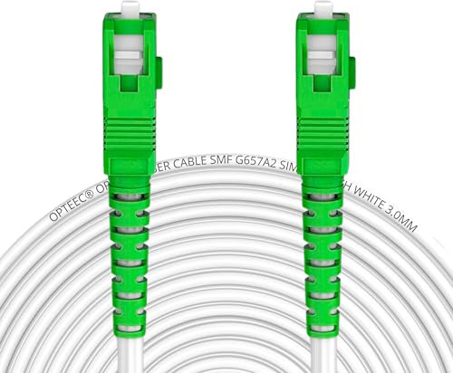 opteec® - Câble Fibre Optique Blindé - 3M - ORANGE/SFR/BOUYGUES/SOSH/RED by SFR - Rallonge/Jarretière - SC-APC à SC-APC Renforcé - Simplex Monomode - Garantie 10 Ans - Blanc (3M)