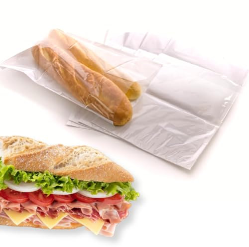 Clearly Cellophane Bags - 100 White Paper Bags with Clear Window, 12x18 inch (30x45 cm), Perfect for Sandwiches, Cookies, Cakes, Takeaway Food