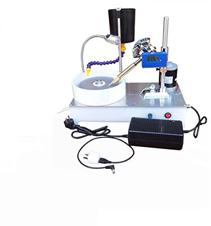 MEIVIYA Lucidatrice per Gioielli Macchina lapidaria in Acciaio Inox 0-2800Rpm Attrezzatura for la Lavorazione della pistoratura della Pietra preziosa sfaccettata 120W