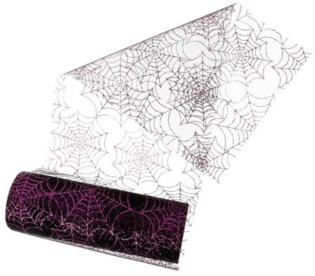 NUOBESTY Unheimliche Halloween Spinnennetz Dekorationen Mesh Bänder 15cm Breit Organza Stoff Spinnennetz Dacoration