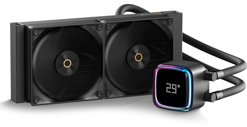 Ocypus Iota L24 Aio Cooler with Digital Display,240MM AIO CPU Water Cooler with Efficient Cooling Pump,ARGB Lighting Control,120MM PWM Fans Up to 2000 RPM,Suitable for AMD & Intel LGA (Black)