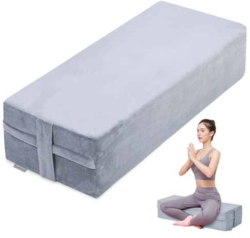 GOFORIT Yoga Bolster Pillow for Meditation and Support，Rectangular Meditation Pillow for Restorative Yoga，26.5X9.5 X6