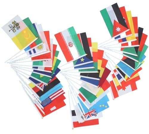 KONTONTY Mini Drapeaux Nationaux à Main 40pcs Pour Et Événements Drapeaux En Polyester Sur Décorations Polyvalentes Pour Bars Et Clubs