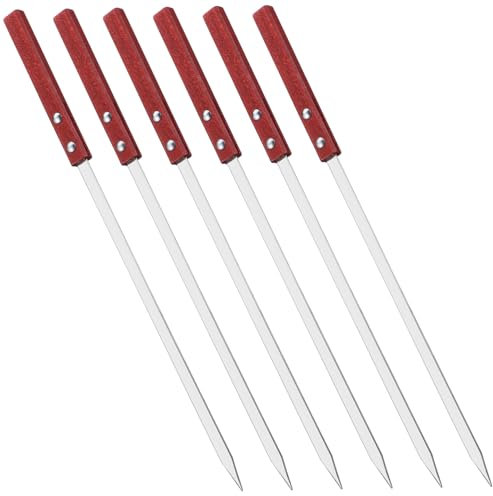 BESPORTBLE Adana Spieße 6er Set Flache Grillspieße Aus Edelstahl Robuste Bbq Spieße Für Kebabs Grillen Und Braten Mit Holzgriff x x Wiederverwendbare Grillzubehör Für Perfekte Besteck Holzgriff