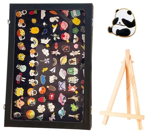 Mocoli Présentoir à épingles, Présentoir à Badges 35x24x5cm Collectionneur D'épingles En Bois avec Fenêtre Transparente Vitrine Verrouillable pour épingle à Poitrine Médaille Badge Bijoux