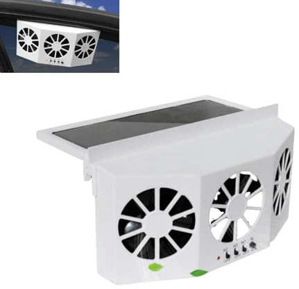Supercap - Solar Powered Car Window Exhaust Fan | 3 Fan Car Solar Power Air Vent Radiator | Car Air Purifier For Vehicle Ventilation white