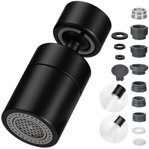 360° Wasserhahn Aufsatz Schwenkbar, M22/M24 Drehbare Wassersparer | Wassersparende mit 2 Strahlarten Perlatoren Wasserhahn Verlängerung Multifunktionaler Strahlregler für Küche Bad