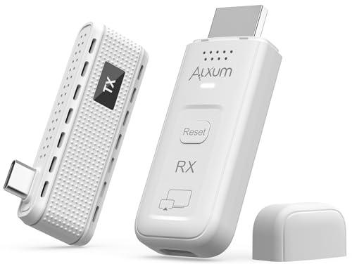 Alxum Wireless USB C to HDMI Transmitter and Receiver, AirPlay/Miracast Casting,50M/165FT Range,Plug & Play，5G+2.4G,1080P@60Hz HD for Laptop,Phone, Tablet to TV/Projector/Monitor (White)