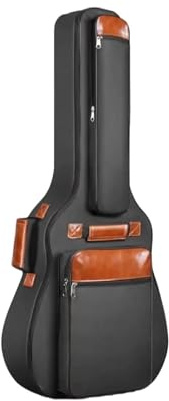GSCLZ Custodia for chitarra acustica imbottita in cotone con doppia cinghia in nylon Oxford impermeabile spesso da 41 pollici(Black)