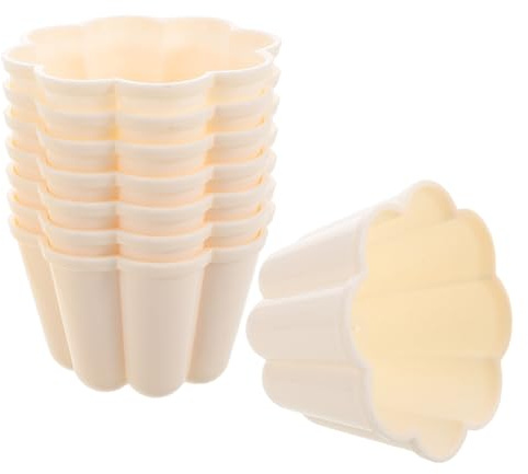 NOLITOY Jelly Pudding Molds and Mini Cake Pans, Milk White Plastic, 8pcs Set for Individual Dessert Baking, Flower Shape, Suitable for Parties and Home Baking