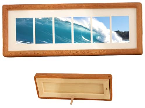 Hbbgdiy Cadres photo, cadre photo de 5 x 13 pouces de long, cadre bande en bois avec six ouvertures 1, 5 x 2, 4, cadres collage pour table bureau à domicile.