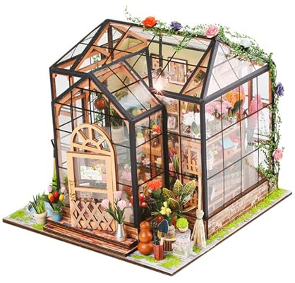 VINTORKY 1 set fai da te in miniatura per serra di fiori - kit artigianale per modello di casa architettonica 3D - mini set per casa delle bambole fatta a mano per ragazze - ottimo per decorare la