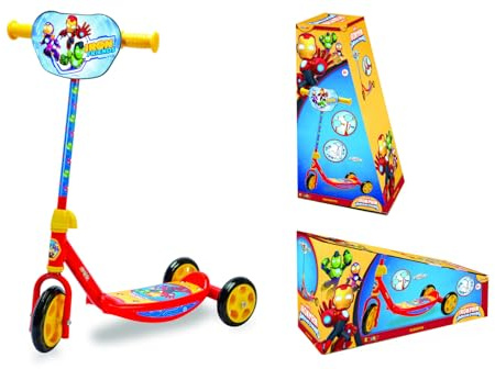 Smoby – Iron Man Dreirad-Scooter – Verstellbar – Bis zu 67 cm – rutschfeste Fußstützen – Ab 3 Jahren – Maximalgewicht 20 kg
