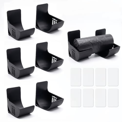 DAQUN Self-Adhesive Bag Dispenser 4 Pairs, Wall Mount Holder for Kitchen Wrap & Trash Bags, No Punching Installation