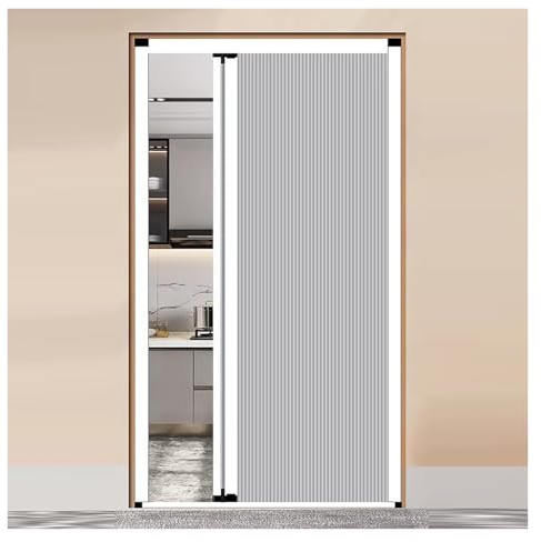 No-Drill Accordion Folding Door – Space-Saving Aluminum & Cellular Fabric Room Divider with Mounting Accessories for Bedroom Kitchen Office – Customizable(39x80in (99x203cm))